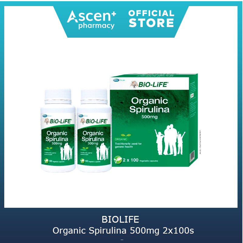 BIOLIFE Organic Spirulina 500mg [2x100s]