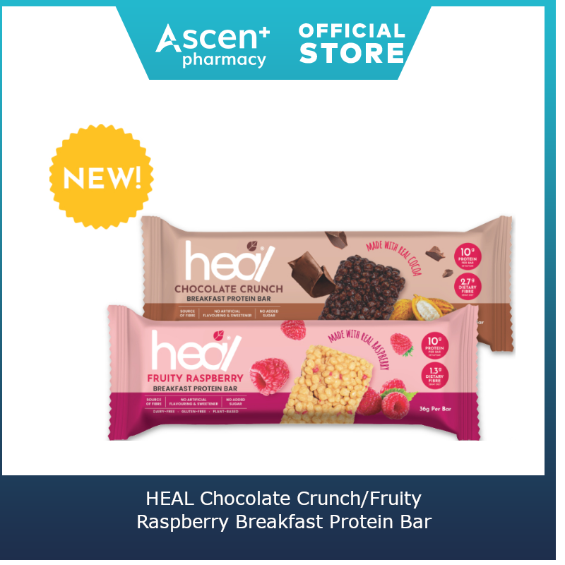 HEAL Chocolate Crunch/Fruity Raspberry Breakfast Protein Bar [1 Bar]