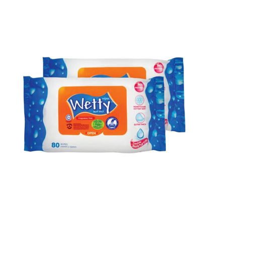 WETTY Wet Wipes Fragrance Free [2x80s FOC 80s]