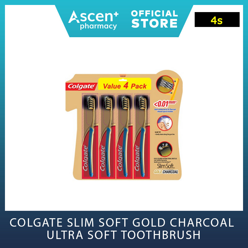 COLGATE Slim Soft Gold Charcoal Ultra Soft Toothbrush [4s]