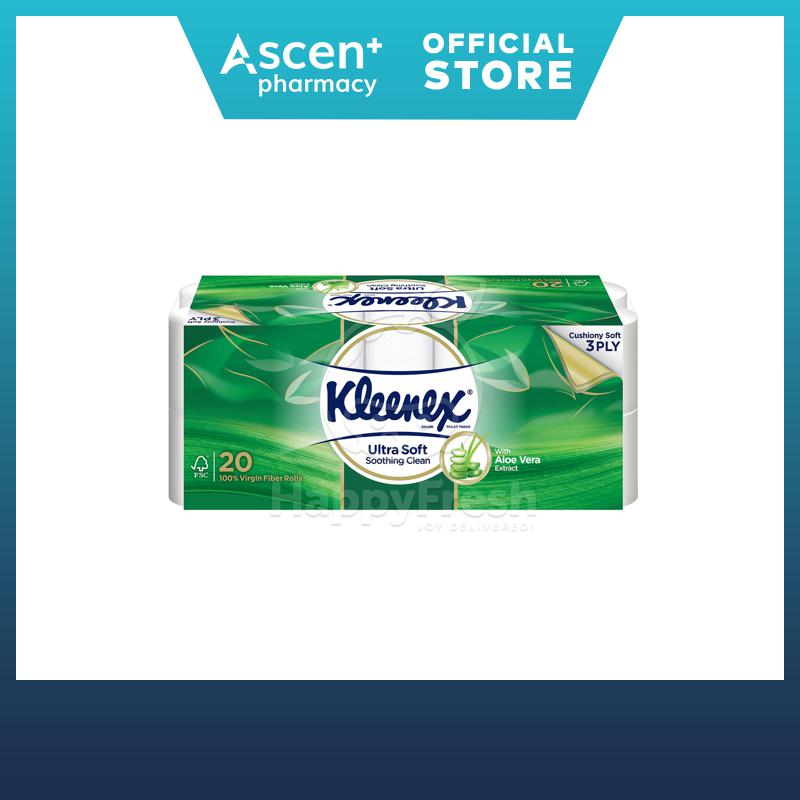 Kleenex Bath Tissue Clean Care Aloe Vera 3 Ply 20 Rolls