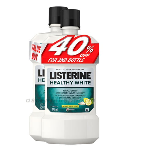 LISTERINE Mouth Wash [2x750ml] Healthy White (LIMIT 2 SETS PER CUSTOMER)