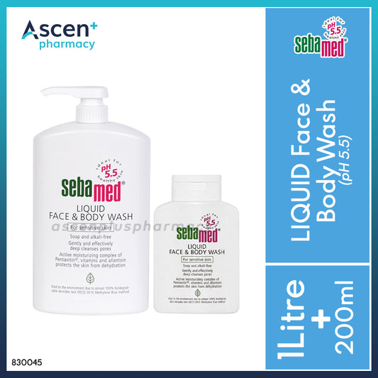 SEBAMED Liquid Face & Body Wash [1L FOC 200ml]