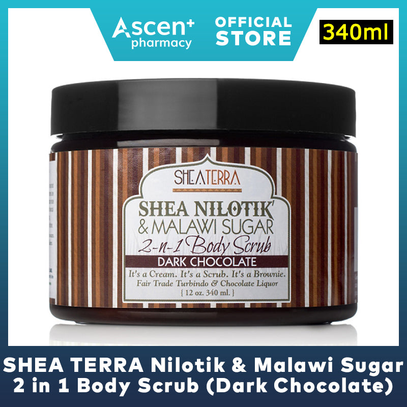 SHEA TERRA Nilotik & Malawi Sugar 2 in 1 Body Scrub (Dark Chocolate) [340ml]