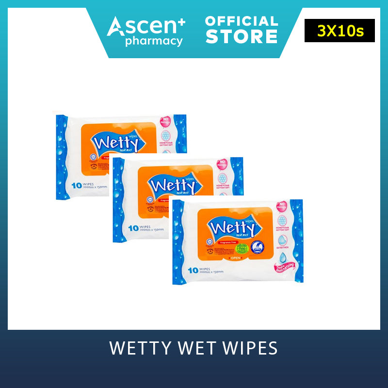 WETTY Wet Wipes Fragrance Free [3x10s]
