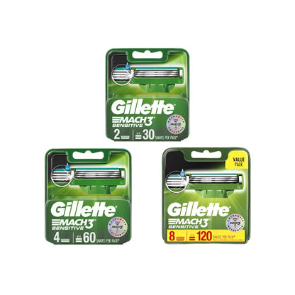 GILLETTE Mach 3 Turbo Sensitve Cartridges [2s/4s/8s]